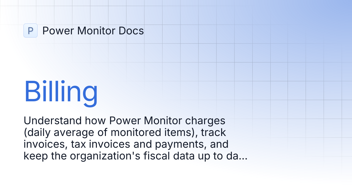 Billing | Power Monitor Docs